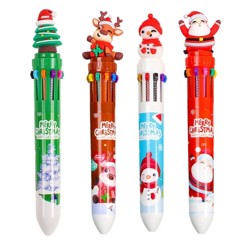 Christmas Ballpoint Retractable Multicolor Pen 10-Colors-in-1 for Kid