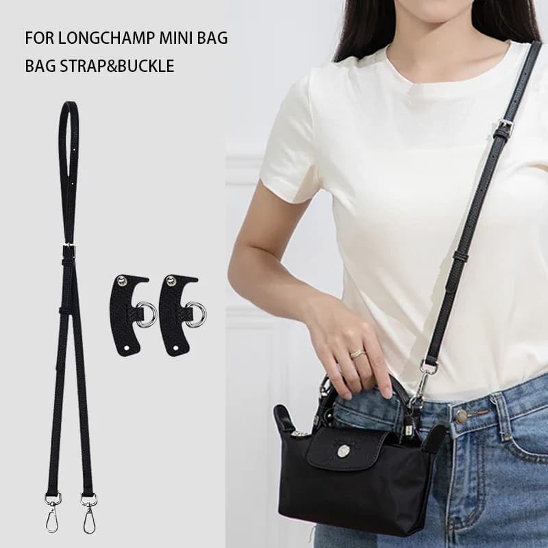 Bag Strap Set For Longchamp Mini Dumpling Bag Punch-free Modification Crossbody Genuine Leather Shoulder Strap Bag Accessories