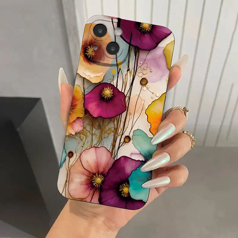 Vintage Floral Pattern Soft TPU Protective Phone Case for iPhone 16 Pro Max 15 14 13 12 11 XS X XR 7 8 15 16 Plus SE 2022 Cover