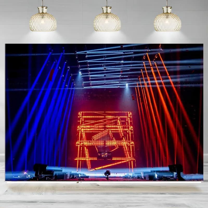 Stage Backdrop Concert Music Festival Live Show Spotlight Neon Photography Background Music Club Decoration Kids Shoot Banner