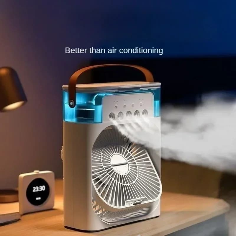 Portable Fan Household Small Air Cooler Usb Fans Humidifier Night Light 3 in 1 Fan Mini. Circulator LED Electric Cooling Home