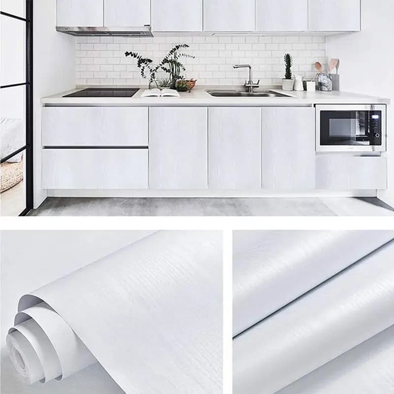 Desktop Waterproof Wall Stickers Home Decoration Bedroom Wallpaper 45cm DIY White Wood Grain Classics Self-adhesive Living Room