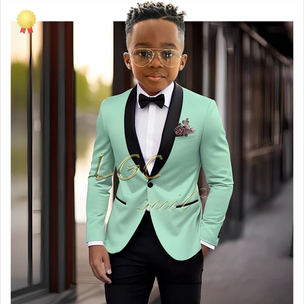 Boys suit 2 piece suit, kids shawl collar single button wedding dress, boys formal party 2-16 years old custom suit set
