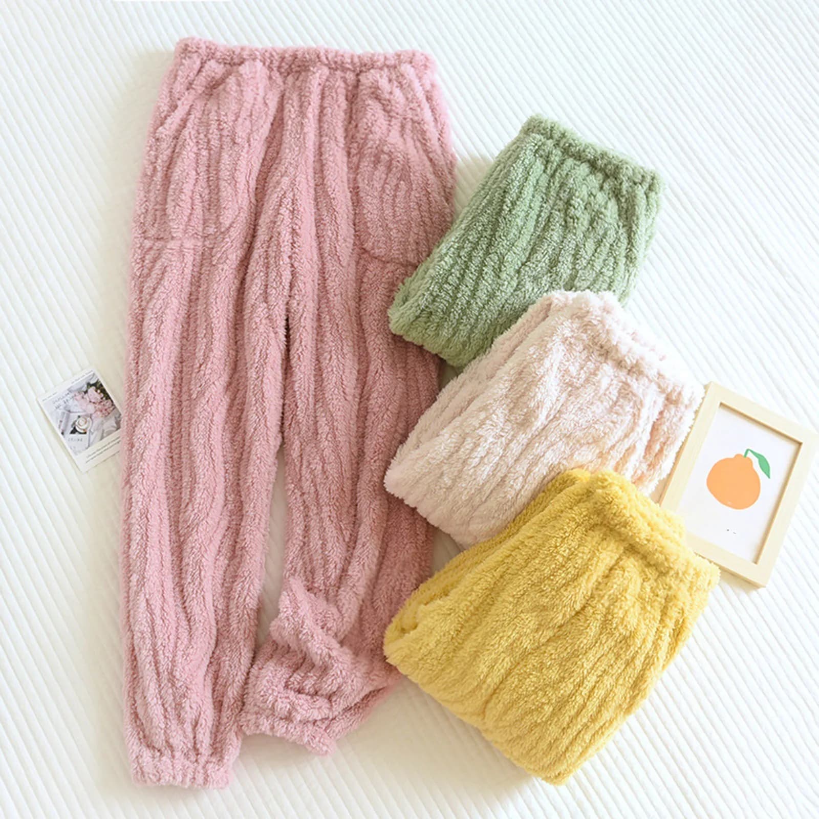 Flannel Pajama Pants Women's Trousers Fleece Loose Long Autumn And Winter Thickened Plus Velvet Home Sleepwear Pants