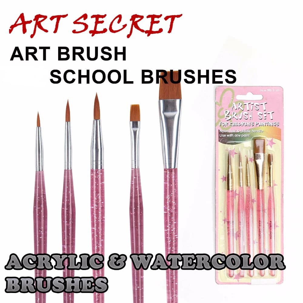 ArtSecret S-01 02 03 5/Set Drawing Brushes Nylon Hair Plastic Handle Acrylic Paints Stationery Students Art Supplies