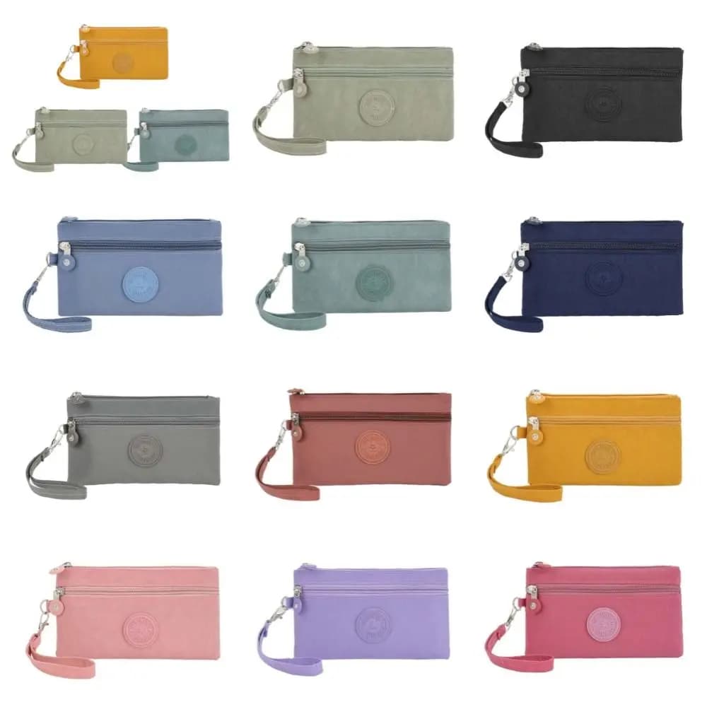 Nylon Zipper Coin Purse Letter With Lanyard Simple Money Handbag Large Capacity Lipstick Bag Double Layer Wallet Travel