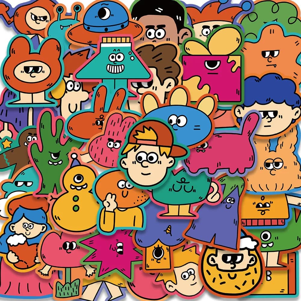 40PCS Cute Funny Strange Things Cartoon Graffitti Sticker Kawaii Luggage Guitar Laptop Car Motorcycle Sticker Decals Kids Toy
