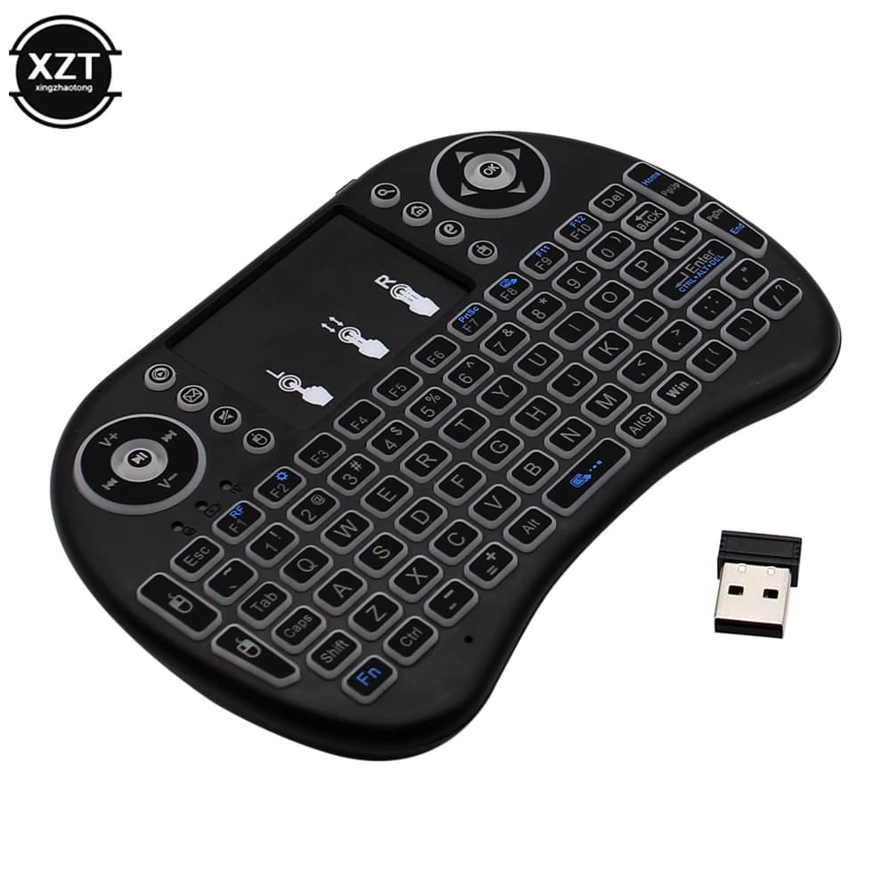 Backlit English Russian French Spanish Portuguese 2.4G Air Mouse Remote Touchpad for Android TV Box PC I8 Mini Wireless Keyboard