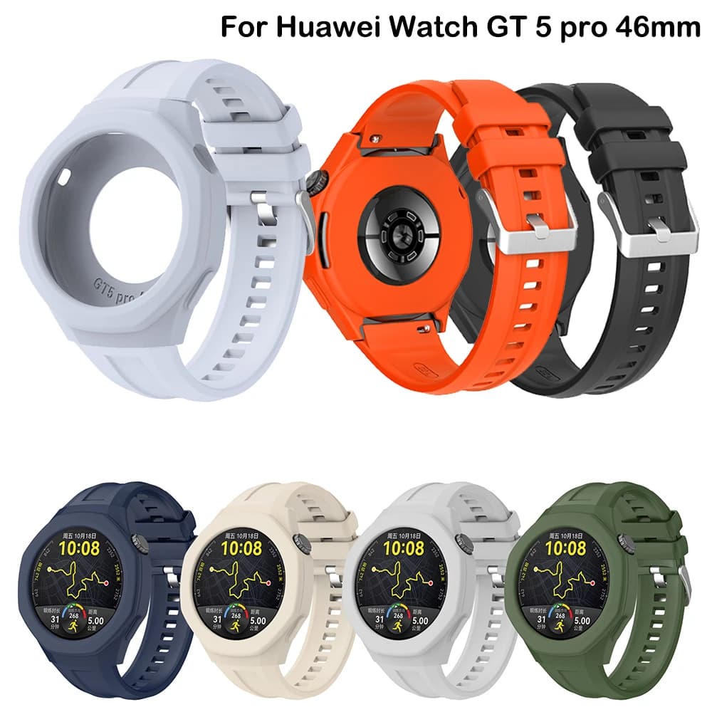 Watchband For Huawei Watch GT 5 Pro 46MM Strap SmartWatch Wristbands Bracelet For Huawei GT5 pro Band Silicone Same Color Case