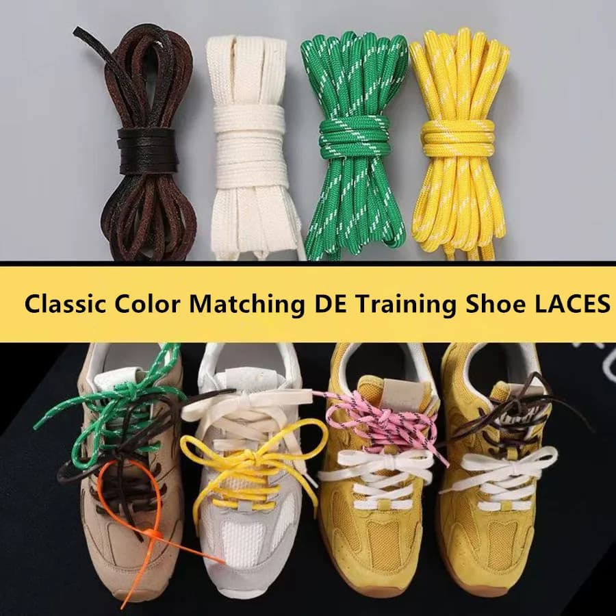 4 pcs/set Vintage DE Training Shoelaces Round Flat Leather Shoelaces Combination DIY Sports Casual Individual Shoes Laces