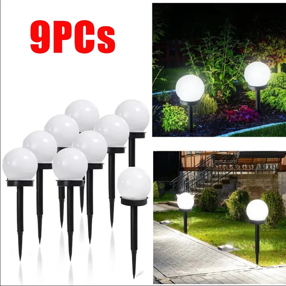 Solar LED Garden Round Ball Bulb Light Outdoor Waterproof Landscape Villa Lawn Light Ground Plug Light Garden Decorative Lantern