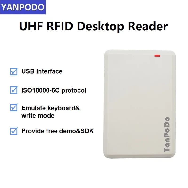 YANPODO USB Programmer UHF RFID Reader and Writer 860-960Mhz with work English SDK Demo Software Source Code