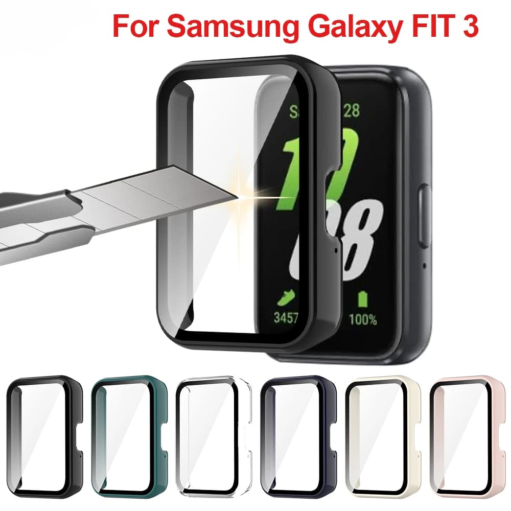 Case+Glass for Samsung Galaxy Fit 3 All-around Anti-scratch pc Bumper Screen Protector Cover for Samsung Galaxy Fit3 Accessories
