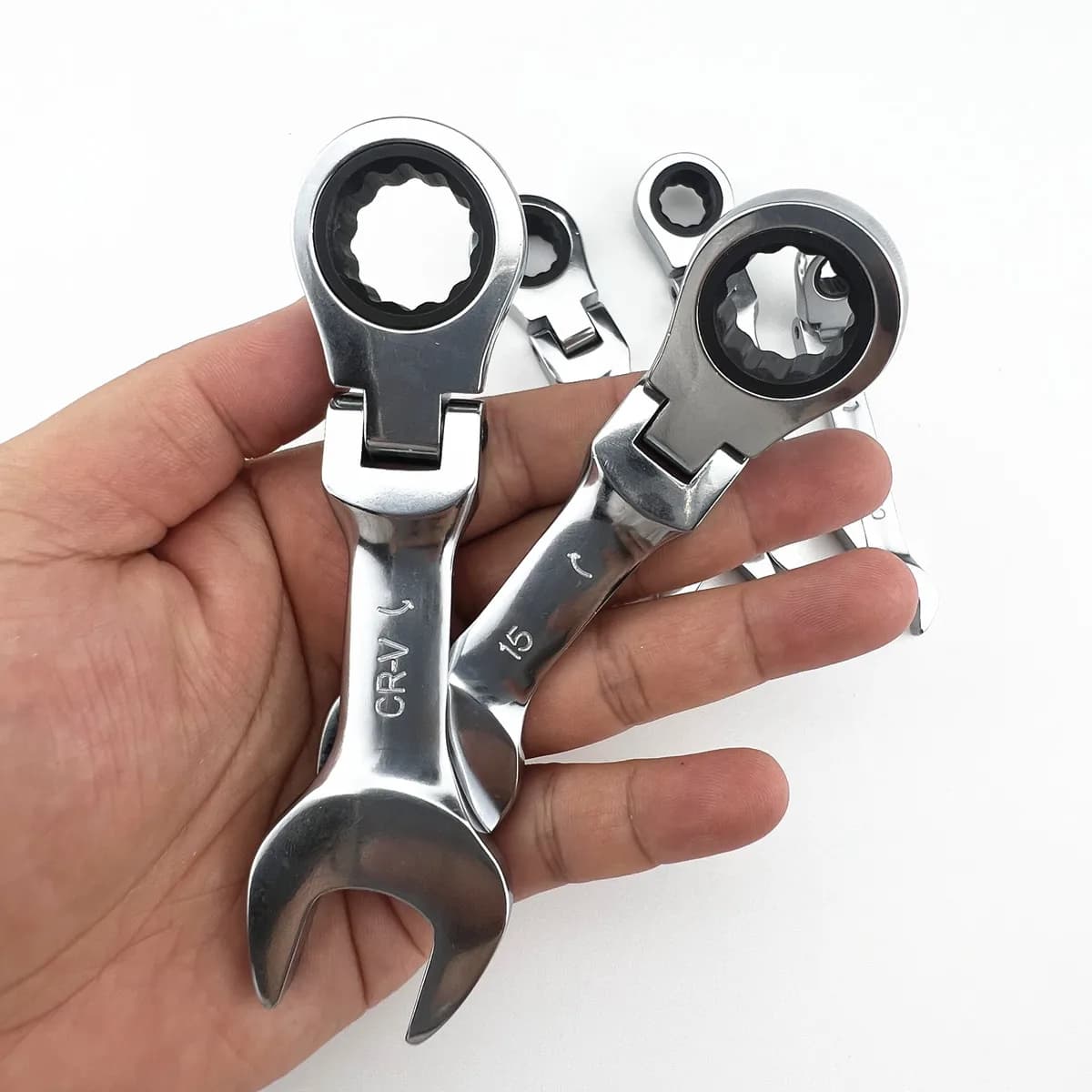 Mini short handle ratchet wrench with movable head, quick dual-purpose open end wrench, hardware tool, labor-saving wrench