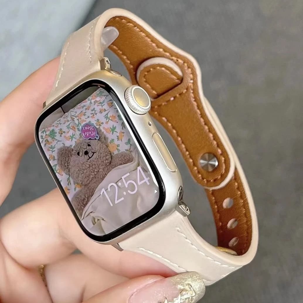 Slim Leather Strap for Apple Watch Band Ultra 49mm 8 41mm 45mm 7 SE 654321 44mm Women Bracelet Loop for iwatch series 42mm 40mm