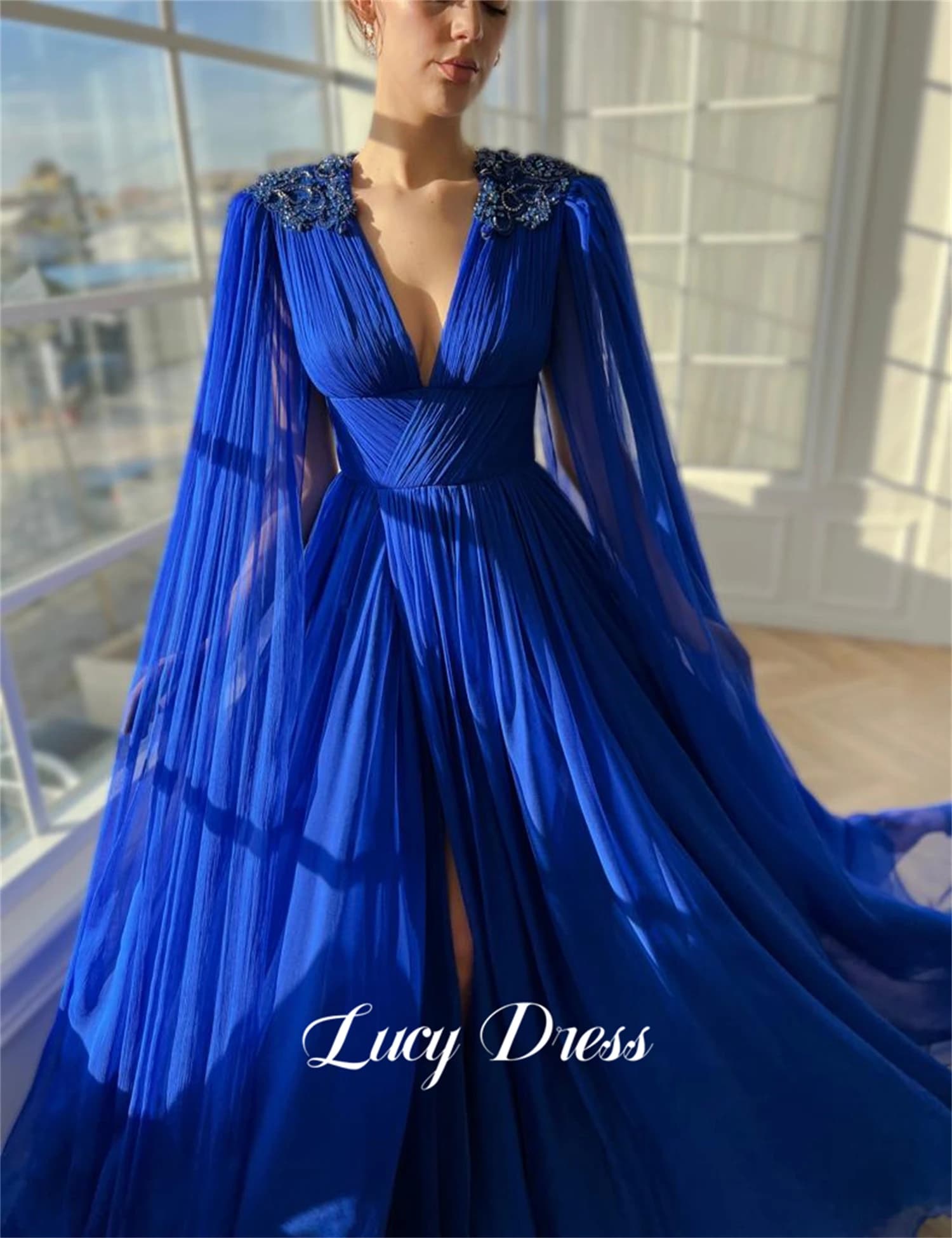 Bead Embroidery Appliqué Decoration Evening Dress Line A Ball Gown Wedding Party Tailing  Formal Dresses for Prom Customized