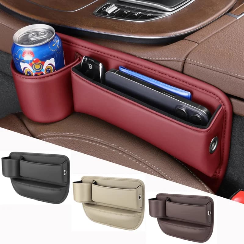 Leather Car Seat Sewn Gap Crevice Slot Storage Box Cup Holder For Renault Megane 2 3 4 Twingo Clio Talisman Captur Trafic Kwid S