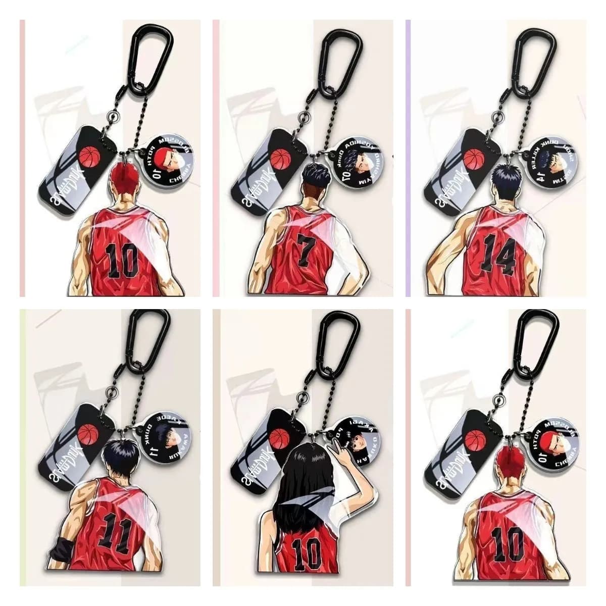 Anime SLAM DUNK Keychain Sakuragi Hanamichi Rukawa Kaede Miyagi Ryota Cartoon Character Acrylic Pendant Keychain