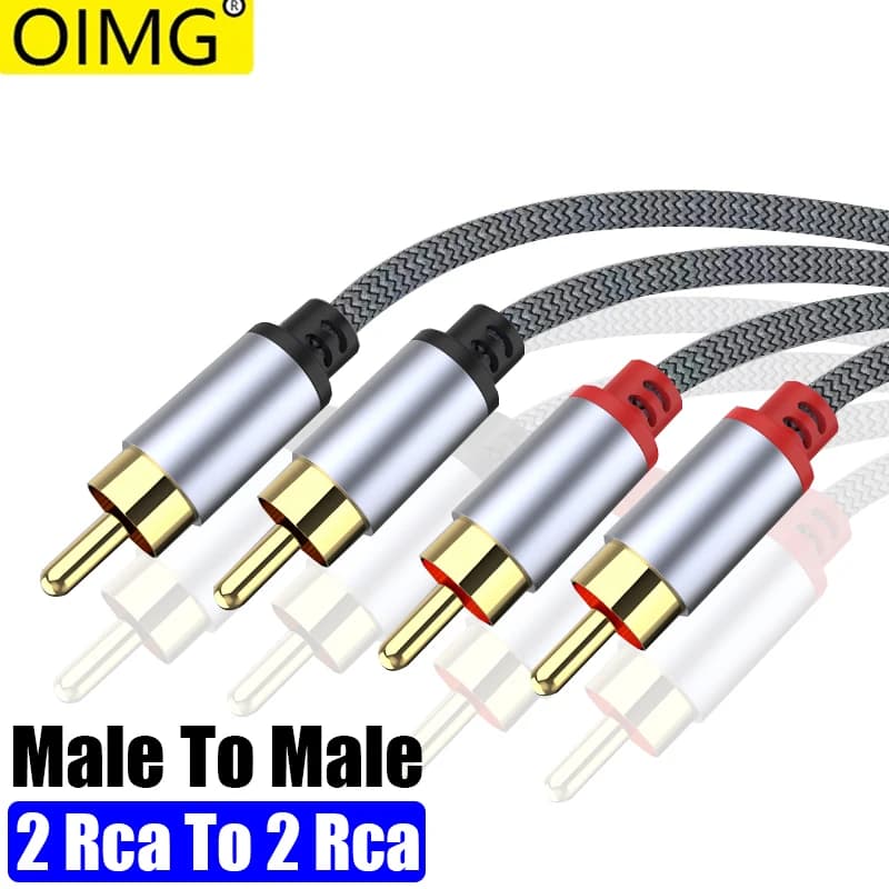 2 Rca To 2 Rca Stereo Cables Male To Male Aux Cable Jack for Home Theater HDTV TV DVD Loudspeaker Box Power Amplifier RCA Cable