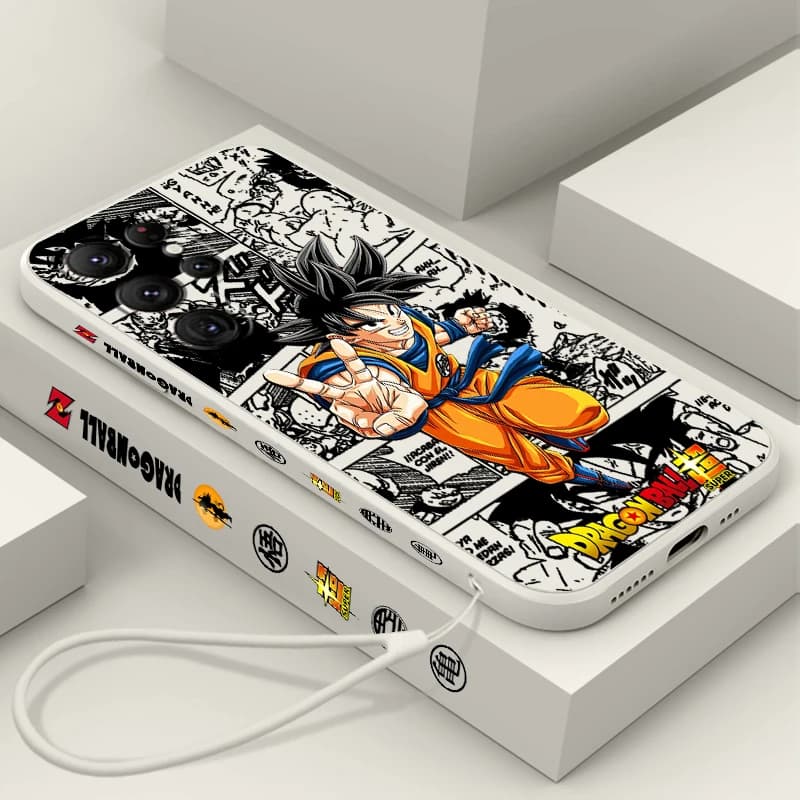 Cartoon Luxury D-D-Dragon Ball Liquid Left Rope For Samsung Galaxy S24 S23 S22 S21 S20 FE S10 Ultra Plus Lite 5G TPU Phone Case