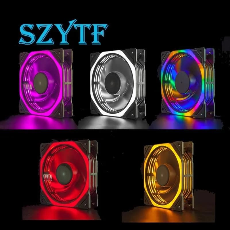 Chassis fan 12CM double-sided light-emitting computer silent desktop cooling fan 16 lights RGB fan
