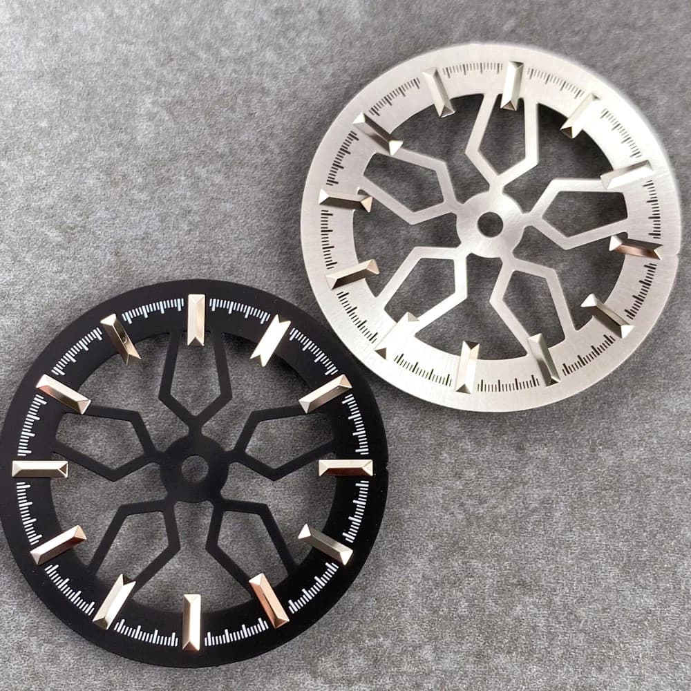 29mm Mechanical wind Hollowing out Watch Dial Face for NH35A/36/37 Movt Silver Black Dial Plate for Diver Watch Mod Watch part ﻿