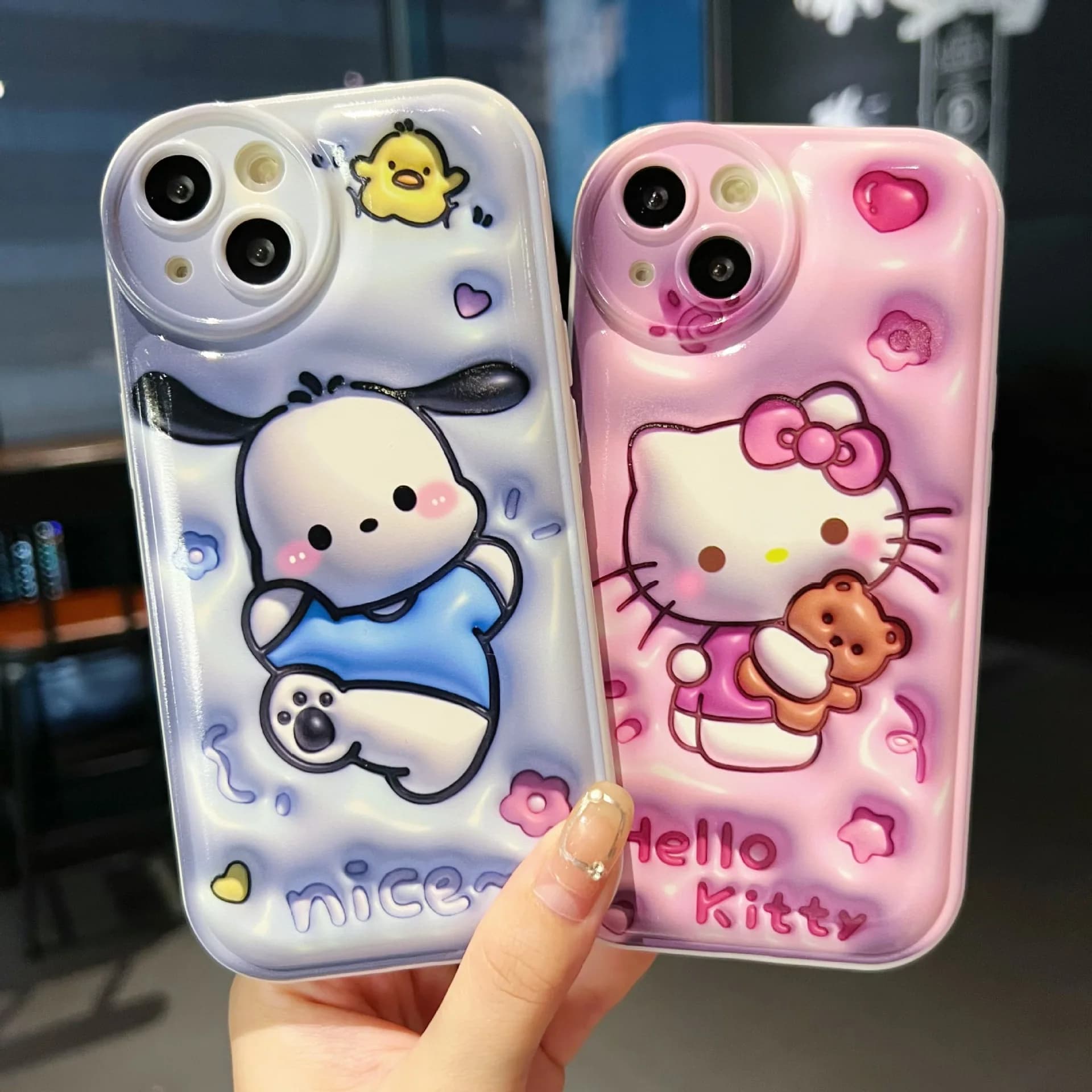Sanrio Pink Hello Kitty Pochacco Phone Case For iPhone 14 13 12 11 Pro Max Xr Xs Max Mini 7 8 14 Plus Case Cute Shockproof Cover
