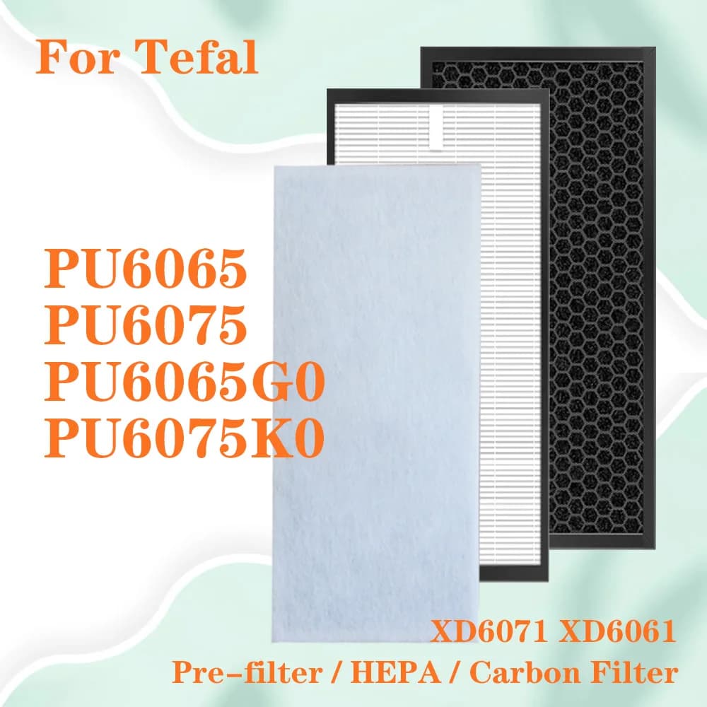 For Tefal Intense Pure Air PU6065 PU6075 PU6065G0 Air Purifier Filter XD6071 & XD6061 Replacement HEPA Filter and Carbon Filter