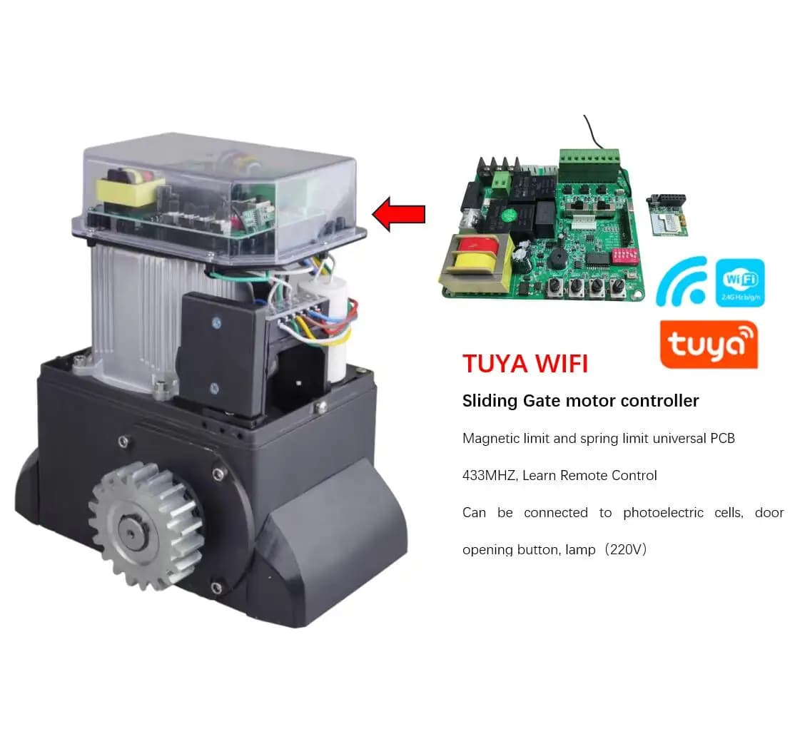 Sliding Gate motor controller Tuya WiFi magnetic limit and spring limit universal PCB remote control 433MHz
