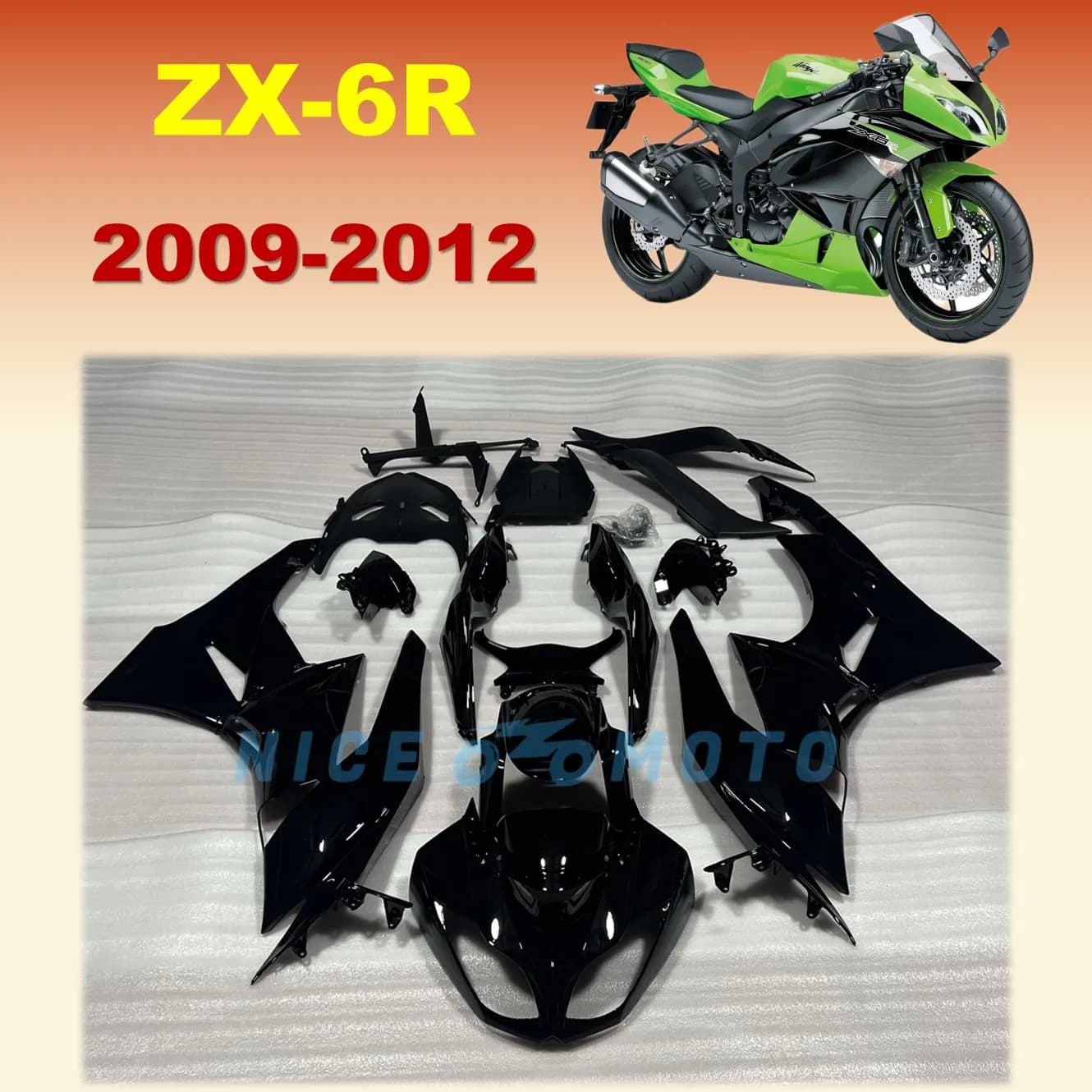 For Ninja636 ZX6R ZX-6R 2009 2010 2011 2012 Motorcycle Fairings Injection Mold Painted ABS Plastic Bodywork Kit Set