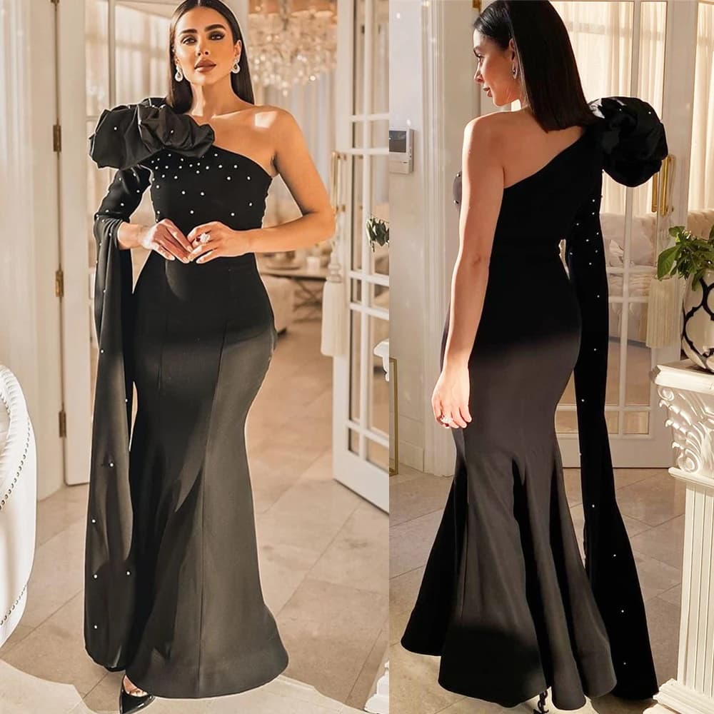 Customized Prom Dress Fashion Off Shoulder Mermaid Pageant Dresses Beaded Taffeta Formal Evening Gowns Gece Abiye Elbiseler فستا