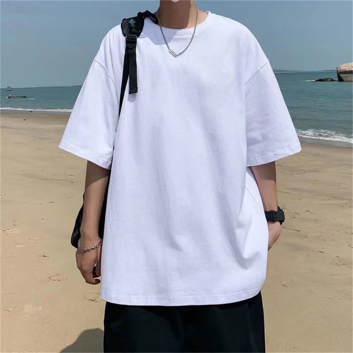 Fashion Solid Polyester T-shirts For Men Basic Tee Casual T shirt Oversized Tops Quality Unisex Short Tshirts Tees Men Clothing