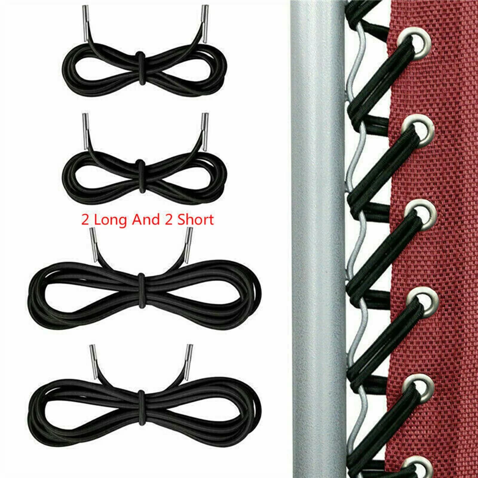 Elastic Cord Ropes Ropes Replacement 2 Long And 2 Short 4pcs Black For Reclining Garden Chairs Good Elasticity