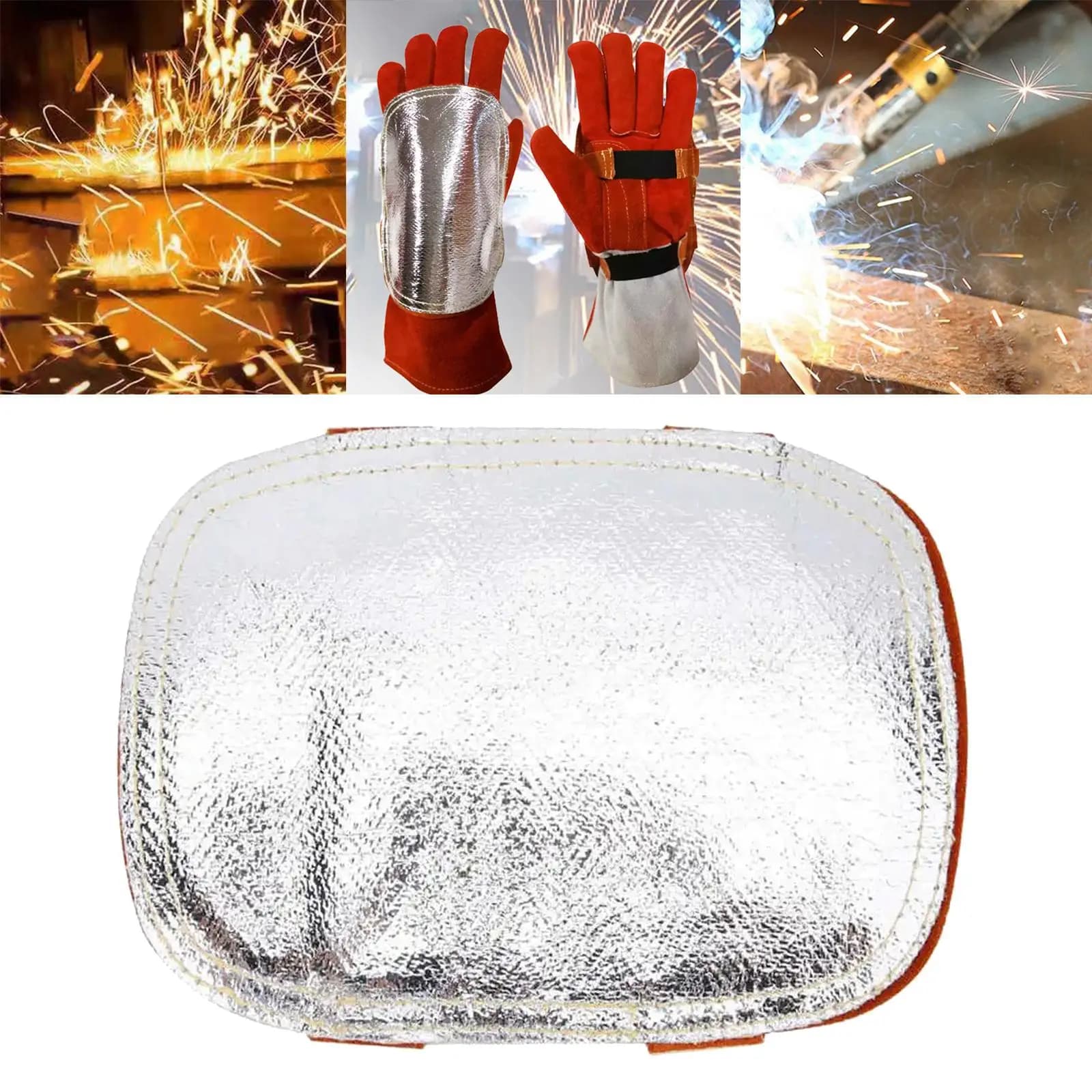 Aluminized Back Welding Hand Pad Fireproof Gloves Pad for Welder Furnace Metal Smelting Welding Camping Industrial Boiler