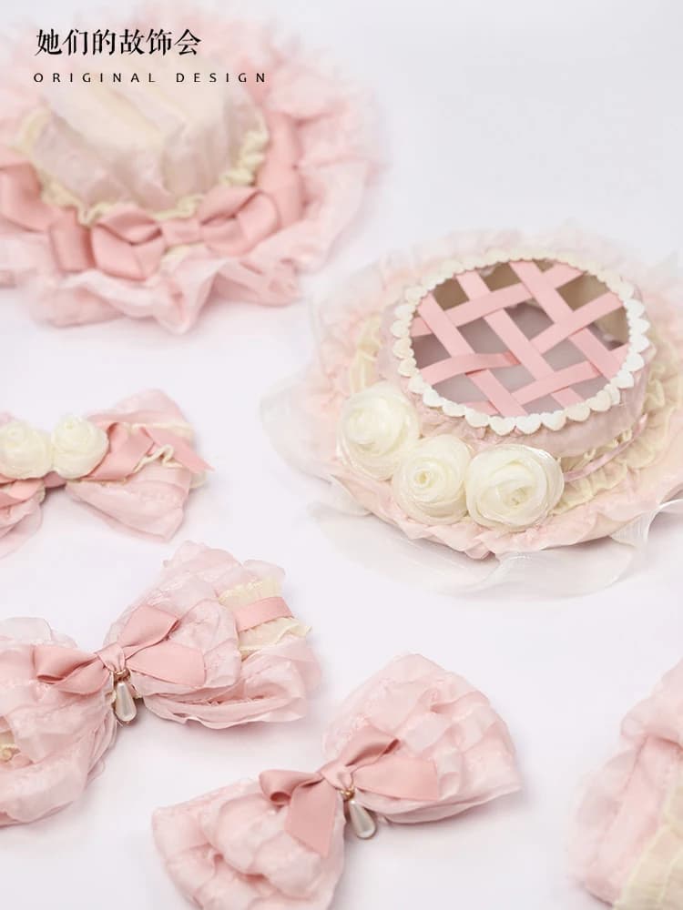 Original Handmade Pink Ballet Style Side Clip Bow Hair Accessories Female Cute Harajuku Hair Accessories