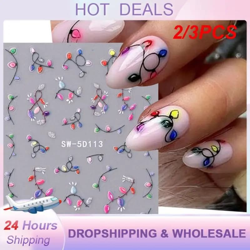 2/3PCS Snowman Nail Stickers Easy To Apply And Remove Fashionable Christmas Nail Decoration Christmas Nail Stickers