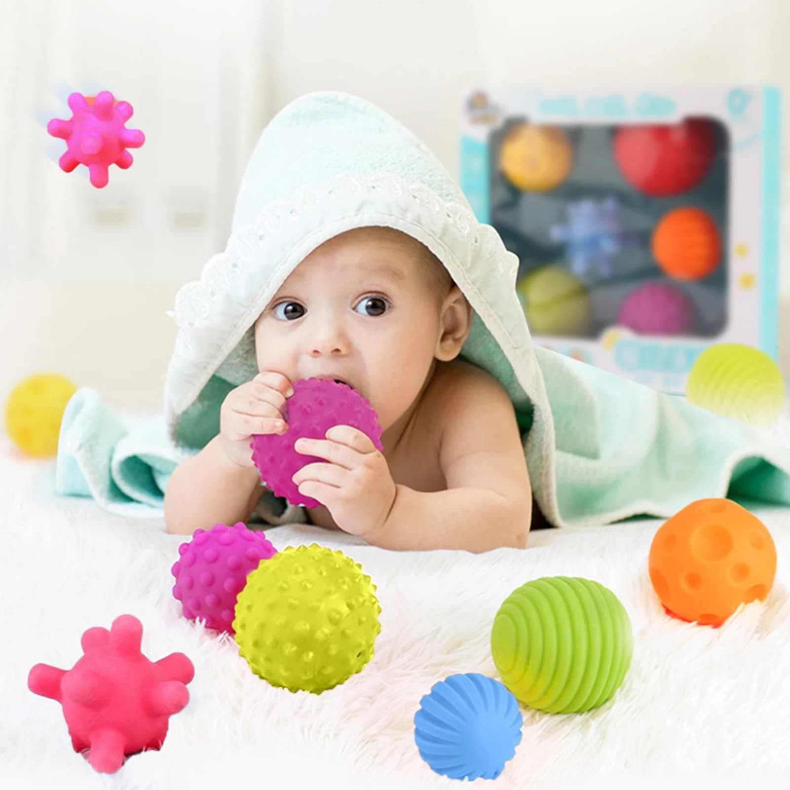 So hand grasping ball tactile perception soft ball BB ball baby toy 6 sets
