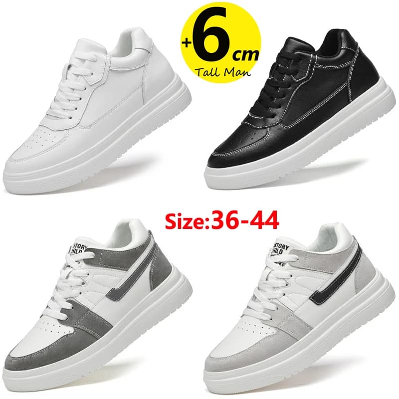 Chunky Sneakers Men  Elevator Lift Height Increase  Insole 6cm  Plus Size 36-44