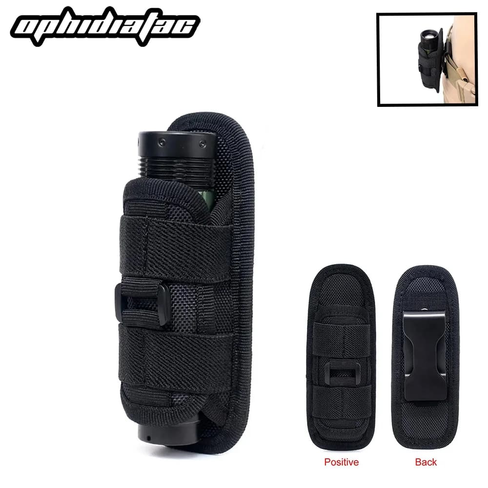 OPHIDIAN Outdoor Camping Flashlight Bag Holster, Rotatable Flashlight Holder Belt Clip Flashlight Carrying Bag with 360 Degree C