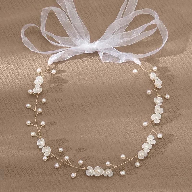 Elegant Flower Pearl Wreath Headband Bride Wedding Dress Accessories Garland Headdress Bride Hair Band Hairvine Wedding Jewelry
