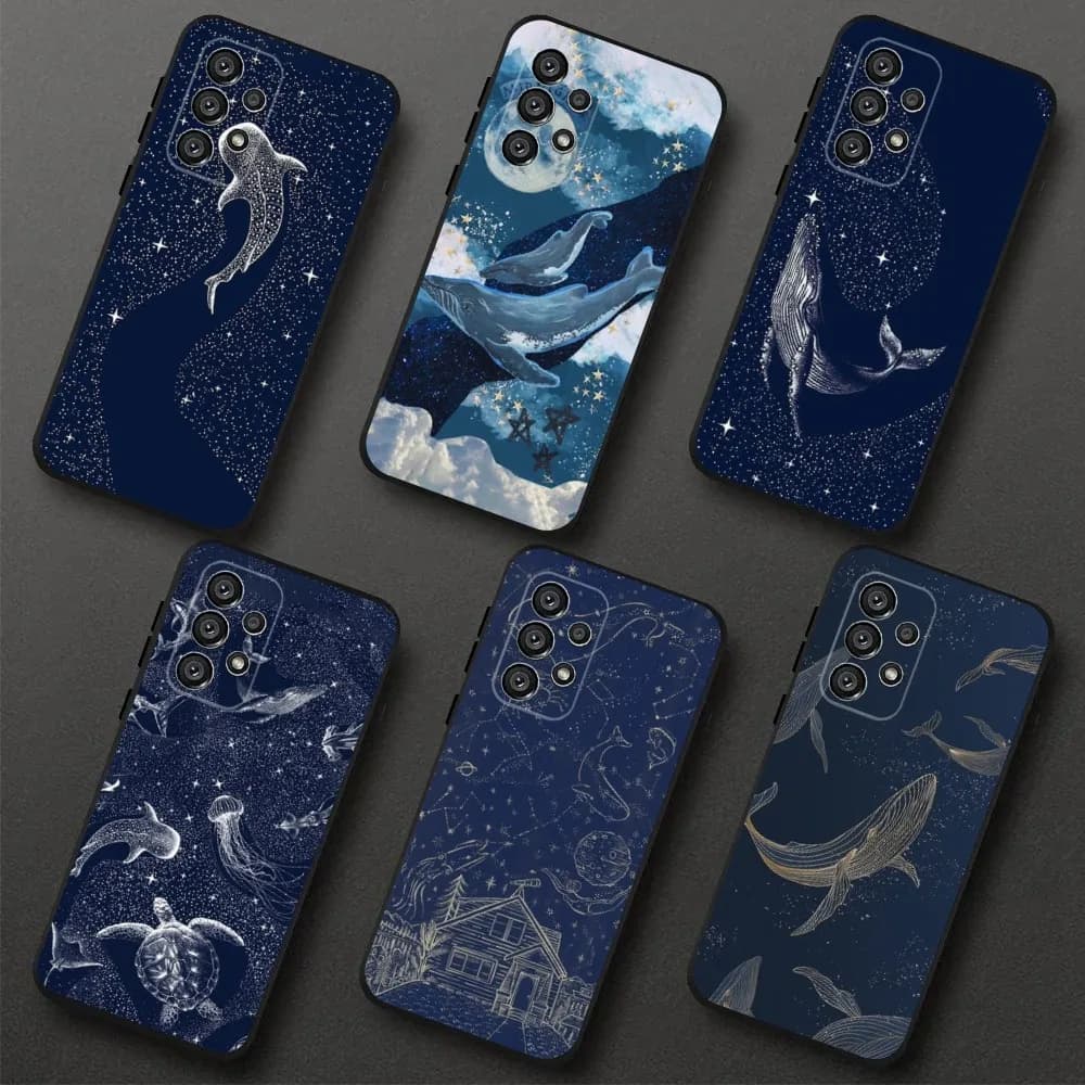 Space Ocean Whale Shark   Phone Case For Samsung Galaxy A20,A21s,A22,A31,A32,A52,A53,A72,73,A80,A91 Soft Black Cover