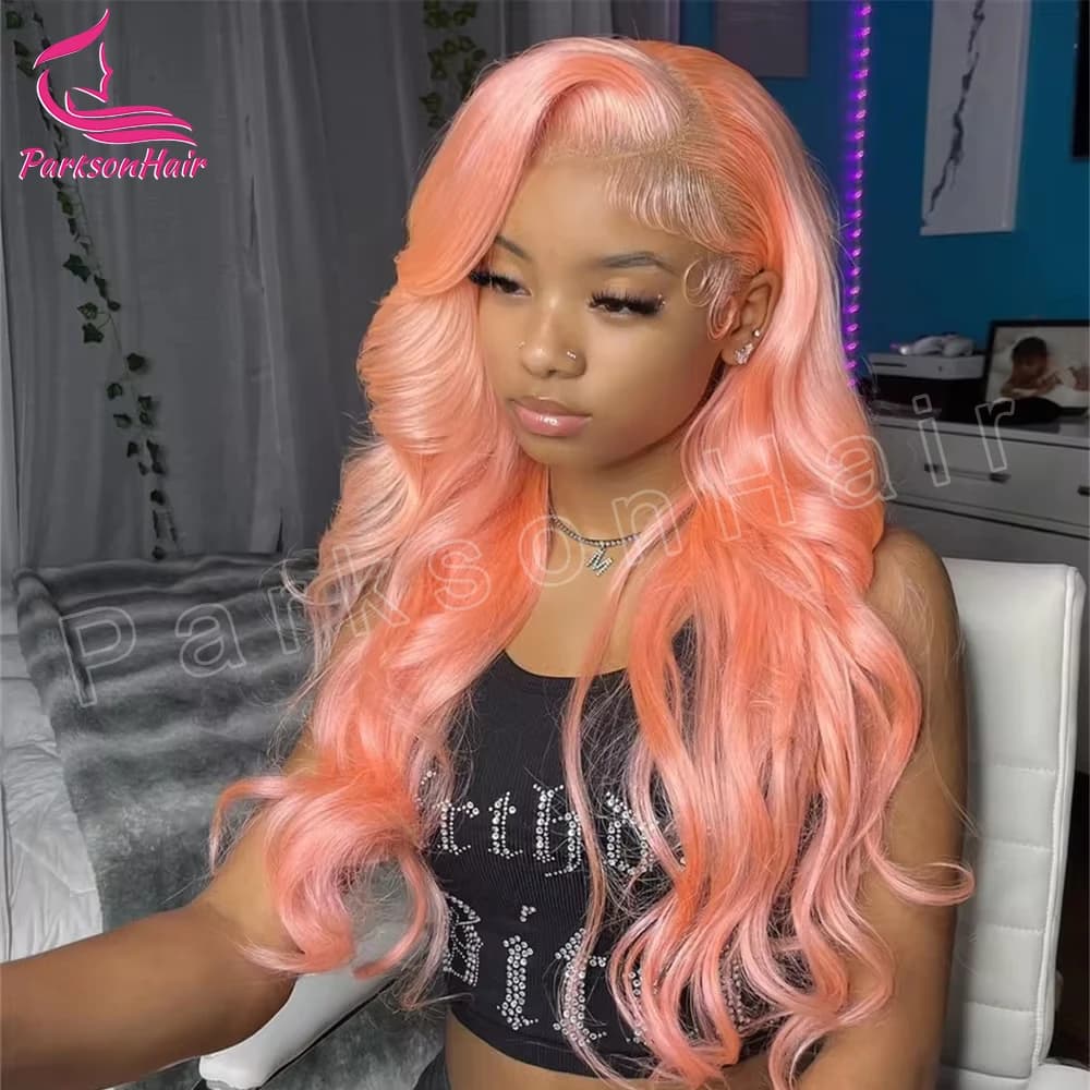 Light Pink 13x6 HD Lace Front Wig Body Wave Wigs For Black Women 613  Yellow Colored 13x4 HD Lace Front Blonde Human Hair Wigs