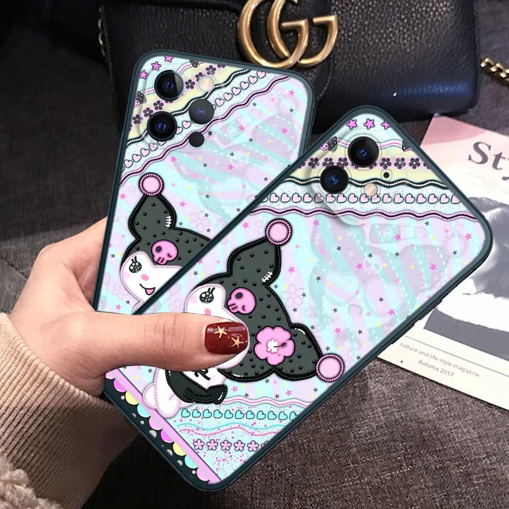Z144 Kuromi cartoon Soft Case for Soft Silicone phone Case for iPhone 15 14 Plus 13 12 11 X XS XR Pro Max Mini 8 7 Plus