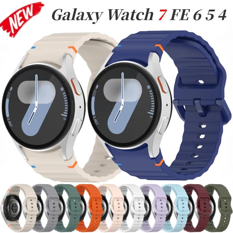 Silicone Strap For Samsung Galaxy Watch 7/FE/6/5/4 44mm 40mm 5 Pro Wave Bracelet For Galaxy Watch 6 Classic 47mm 43mm Watch band