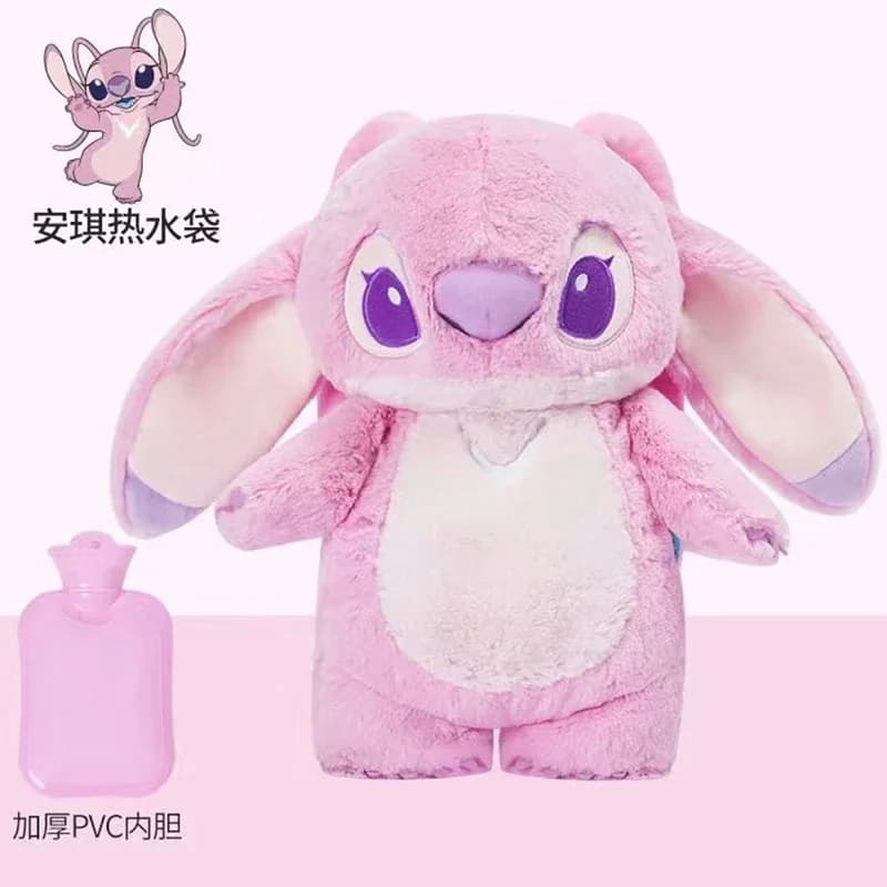 Aoger Disney Anime Stitch Angel Pooh Bear Winter Extra Plush Hot Water Bottle Women's Home Water Filling Hand Warmer Girl Gifts