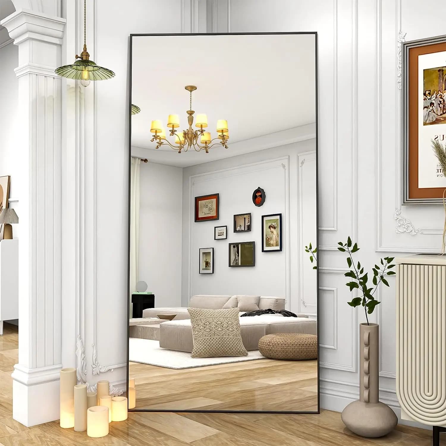 71"x30" Rectangle Floor Mirror, Full Length Mirror Wall Mirror Hanging or Leaning, Aluminum Alloy Frame Full Body Mirror