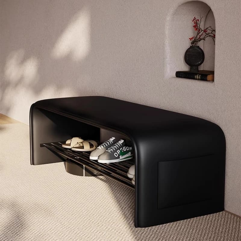 2-in-1 Shoe Changing Stool with Storage Multipurpose Entryway Bench for Bedroom Simple Bedside Seat Compact Shoe Rack for Home