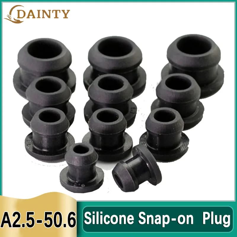 1-10Pcs Black Conical Snap-on Silicone Rubber T Type Plug Blanking End Caps Tube Inserts Bung Proof High Temperature 2.5-50.6mm