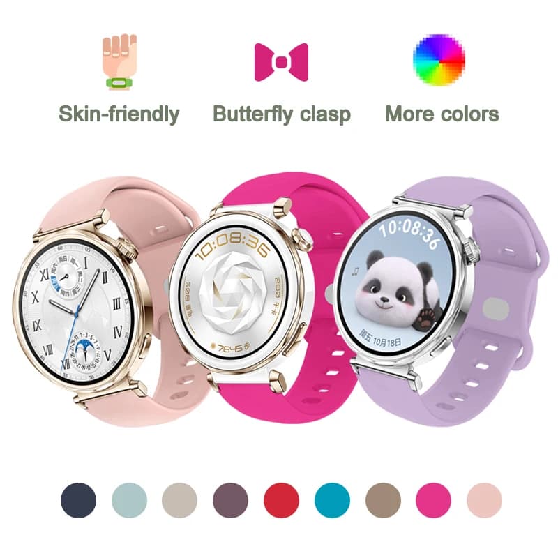 Soft 18mm Band for Huawei Watch Gt5 Pro 42mm Bow Buckle Coloful Wristband for Huawei Watch Gt5 41mm Gt4 41mm Women Men Strap