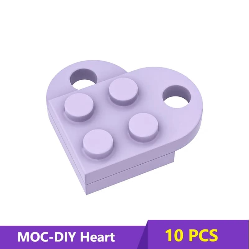 MOC 3176 Brick Heart Necklace/Key Ring Toys 2 x 2Heart-Shaped Multicolor Compatible With  Educational Toy Gift For Children